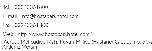 Hostapark Hotel telefon numaralar, faks, e-mail, posta adresi ve iletiim bilgileri